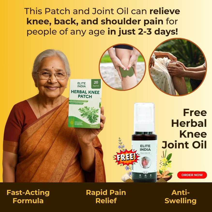 Certified Herbal Knee Pain Relieving Patches With FREE Herbal Joint Knee Oil