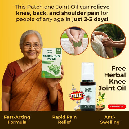 Certified Herbal Knee Pain Relieving Patches With FREE Herbal Joint Knee Oil